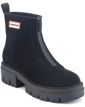 HUNTER Gemma Waterproof Suede Zip Front Boots - Blue