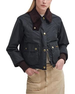 Barbour Beadnell Cropped Waxed Coat - Gray