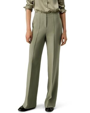 LILYSILK Silk-Wool Twill Flare Pants - Green