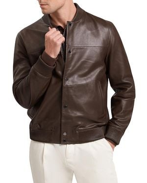 Ted Baker Leeams Leather Classic Bomber Jacket - Brown