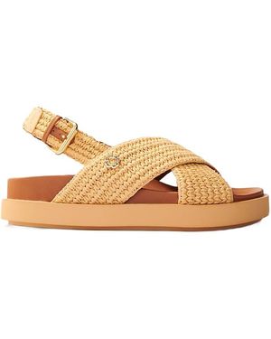 Maje Woven Crisscross Slingback Sandals - Natural