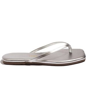 TKEES Lily Square Toe Flip Flops - White