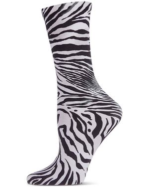 Natori Zebra Printed Crew Socks - White
