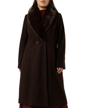 Estelle Alastair Faux Fur Trim Coat - Black
