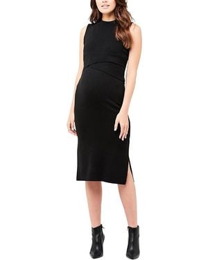 Ripe Maternity Layered Knit Nursing Dress - Black