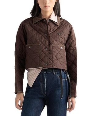 Prada Lightweight Re-Nylon Cropped Blouson Jacket - Brown