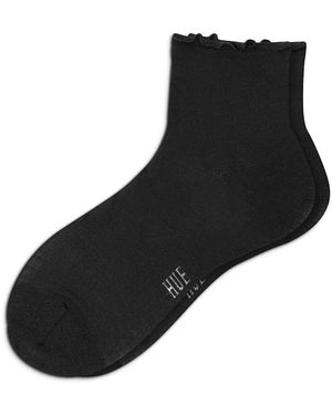 Hue Ruffle Edge Ankle Socks - Black