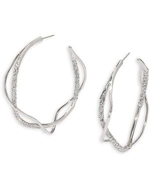 Alexis Intertwined Pave Hoop Earrings - Metallic