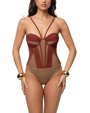 JLUXLABEL Illusion Contrast Bodysuit - Red