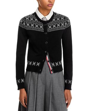 Thom Browne Icelandic Fairisle Jacquard Cashmere Cardigan - Black