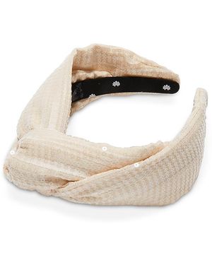 Lele Sadoughi Marlene Sequin Knotted Headband - White