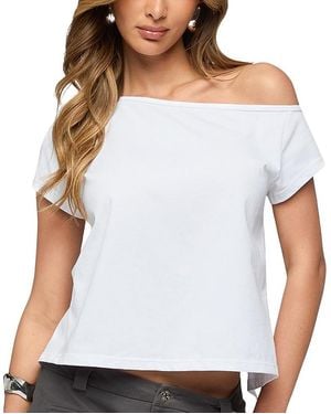 Edikted Off Shoulder Split Open Back Top - White