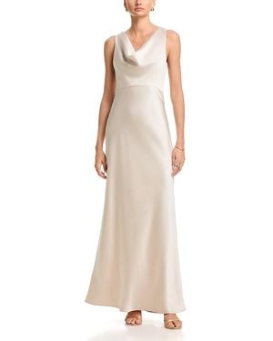 Aqua Satin Cowlneck Dress - Natural