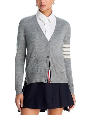 Thom Browne Relaxed Fit V Neck Wool Cardigan - Gray