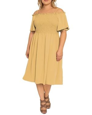 Standards & Practices Plus Smocked Midi Dress - Yellow