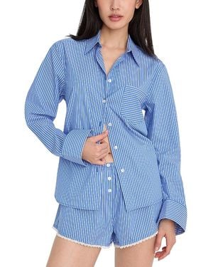 GOOD AMERICAN Poplin Classic Boxy Shirt - Blue