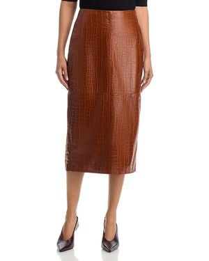 Arma Meeka Embossed Leather Skirt - Brown