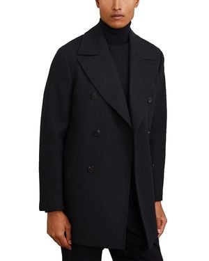 Reiss Wool Blend Double Breasted Peacoat - Black