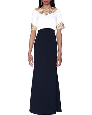 Shani Beaded Popover Gown - Blue
