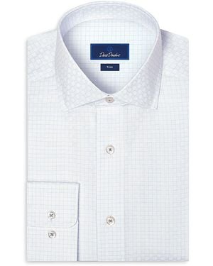 David Donahue Trim Fit Dobby Check Dress Shirt - Blue