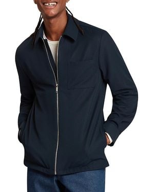 Ted Baker Frenkie Waffle Knit Zip Overshirt - Blue