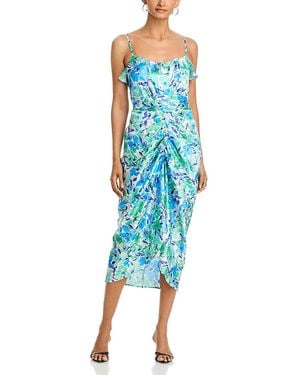 aqua floral mesh midi dress Aqua and Pink Floral Dress - Mesh Dress - Strapless Midi Dress
