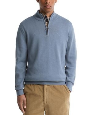Barbour Cotton Half Zip Knit Pullover Sweater - Blue
