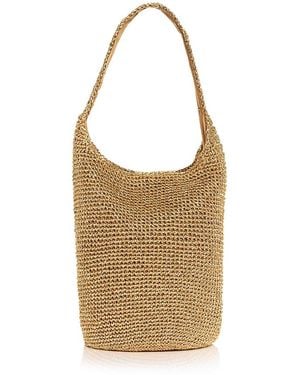 Aqua Metallic Woven Tote - Brown