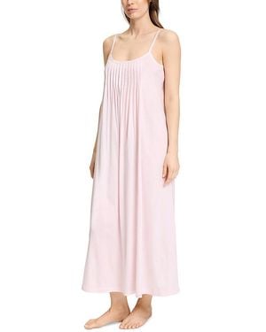 Hanro Juliet Pleated Long Spaghetti Gown - Pink