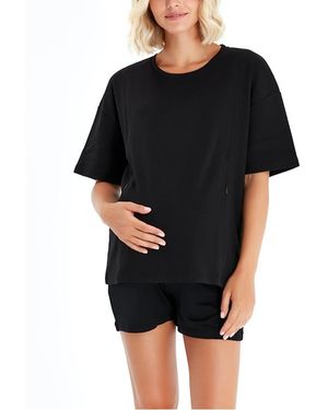 Accouchée Anytime Anywhere Side Zip Maternity/Nursing Tee - Black