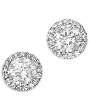 Bloomingdale's Fine Collection Luxe Collection Certified Lab Grown Diamond Halo Stud Earrings - White