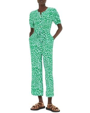 Whistles Smooth Leopard Jemma Jumpsuit - Green