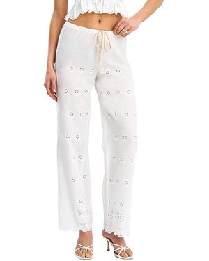 Miss Circle Raina Cotton Eyelet Straight Pants - White