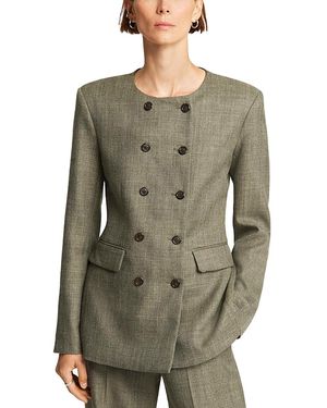 Argent Double Breasted Crewneck Blazer - Green