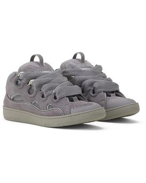 Lanvin Curb Monochrome Suede Sneakers - Gray