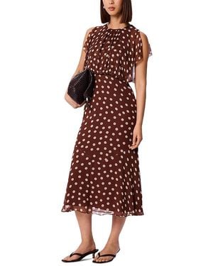 Whistles Polka Dot Print Midi Dress - Red