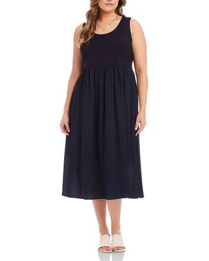 Karen Kane Plus Size Sleeveless Contrast Midi Dress - Blue