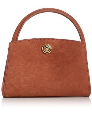 Liffner Pushlock Lady Mini Suede Top Handle Bag - Brown
