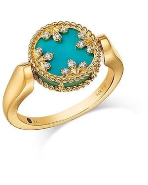 Roberto Coin 18K Venetian Princess Medallion Diamond & Reversible & Mother Of Pearl Ring - Blue