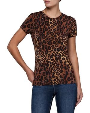 L'Agence Crewneck Short Sleeve Javan Leopard Tee - Black