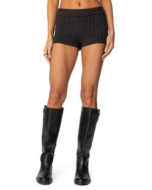 Edikted Avey Cable Knit Shorts - Black
