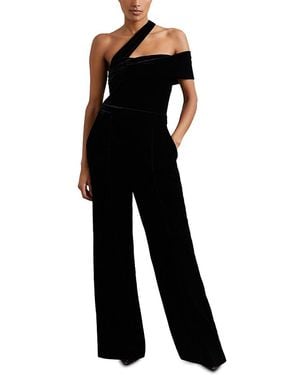 Reiss Daria Velvet One Shoulder Jumpsuit - Black