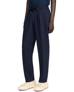 Sandro Straight Leg Drawstring Pants - Blue