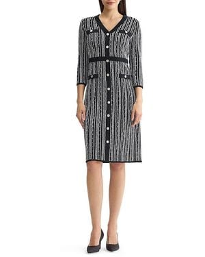 Misook Vertical Stitch Knit Sheath Dress - Black