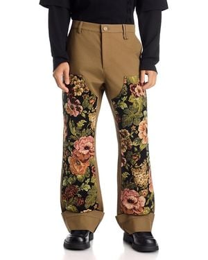 Simone Rocha Rose Patchwork Cotton Workwear Pants - Natural