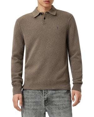 AllSaints Statten Regular Fit Polo Collar Sweater - Brown