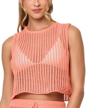 LSPACE L*Space Santer Crochet Cover Up Crop Top - Pink