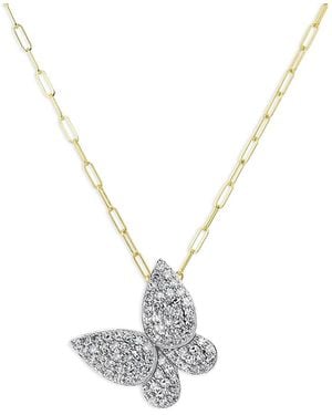Phillips House Rhodium & 14K Diamond Medium Butterfly Necklace, 16-18 - White