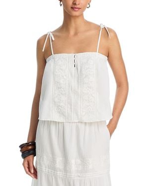 Aqua Pecan Embroidered Top - White