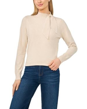 Cece Embroidered Tie Neck Sweater - Blue